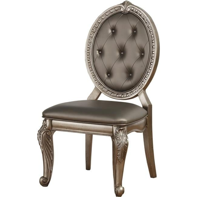 Rectangular Northville Side Chair - PU & Antique Champagne, Set of 2