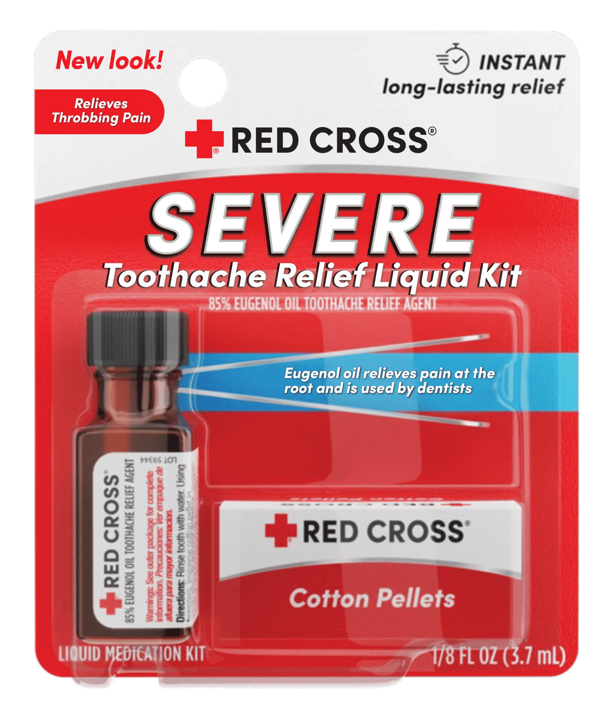 Red Cross Toothache Medicine Kit, Instant Pain Relief of Throbbing Toothache, 1/8 (.125) fl oz