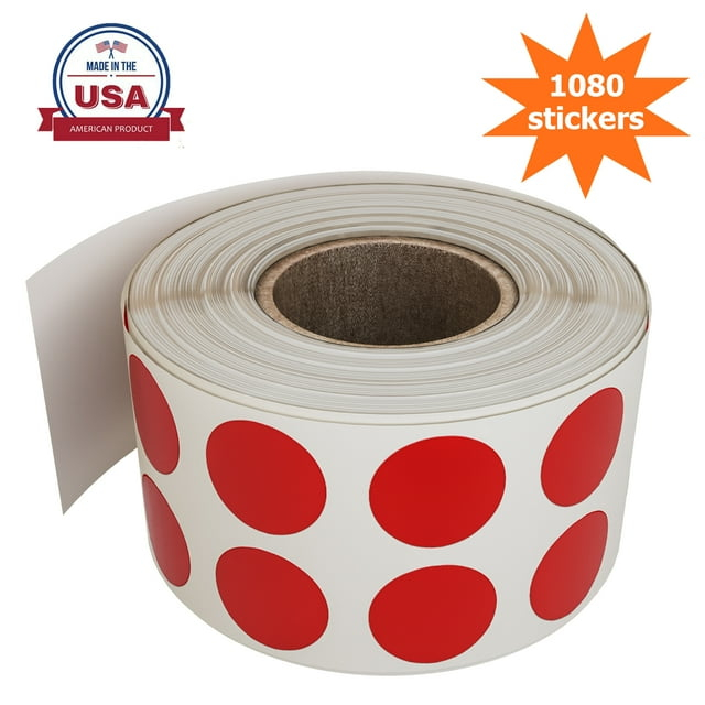 Red Dot stickers for color coding on a roll adhesive round Labels 0.50 inch 13mm - 1080 Pack By Royal Green