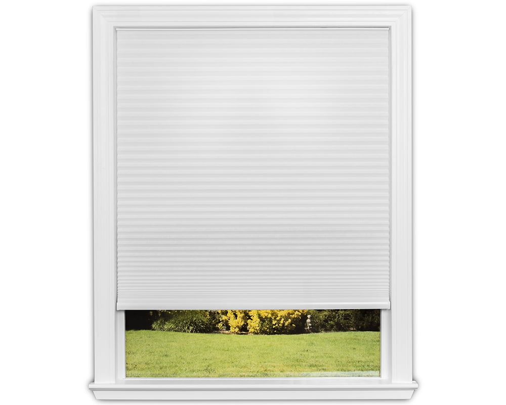 Redi Shade No Tools Easy Lift Trim-at-Home Cordless Cellular Light Filtering Shade White, 48" W x 64" L, (Fits windows 31"- 48")