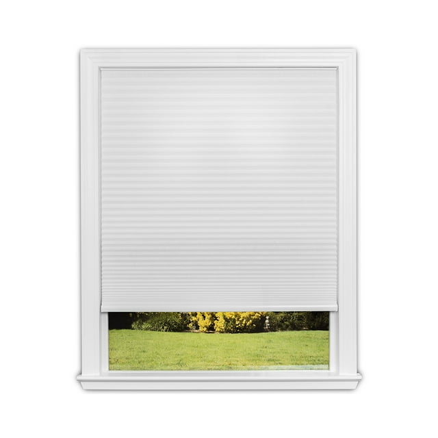 Redi Shade No Tools Easy Lift Trim-at-Home Cordless Cellular Light Filtering Shade White, 48" W x 64" L, (Fits windows 31"- 48")