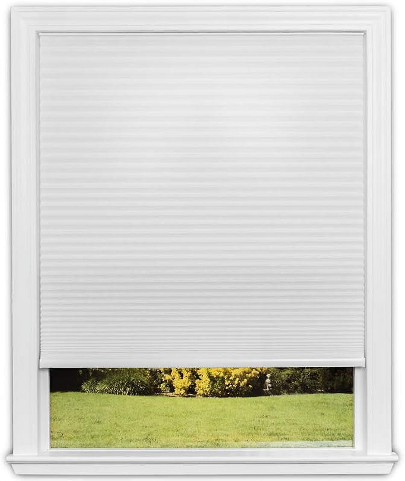 Redi Shade No Tools Easy Lift Trim-at-Home Cordless Cellular Light Filtering Shade White, 48" W x 64" L, (Fits windows 31"- 48")