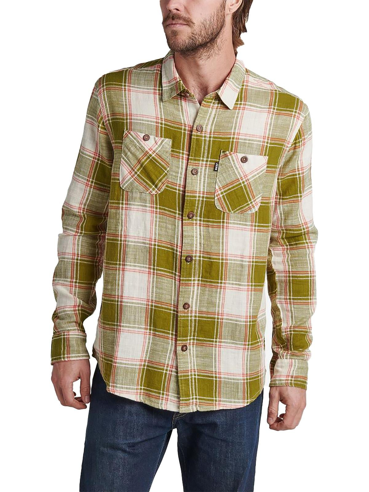 Reef Mens Hedford Cotton Plaid Button-Down Shirt