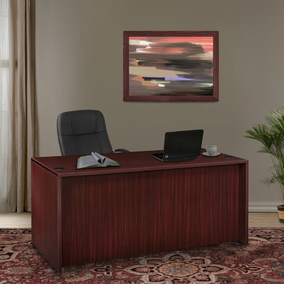 Romig Legacy 66 x 30 in. Office Desk with Double Full Pedestal- Mahogany