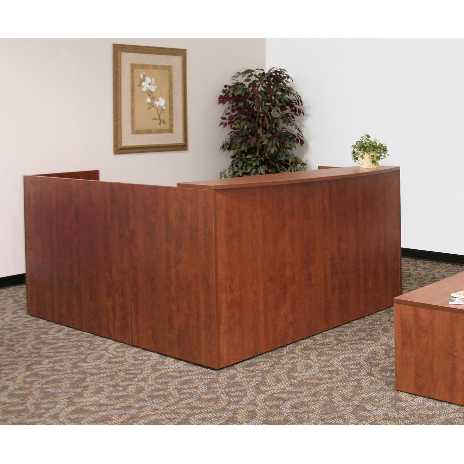 Romig Legacy Reception Desk with Double Pedestal File Cabinet- Cherry