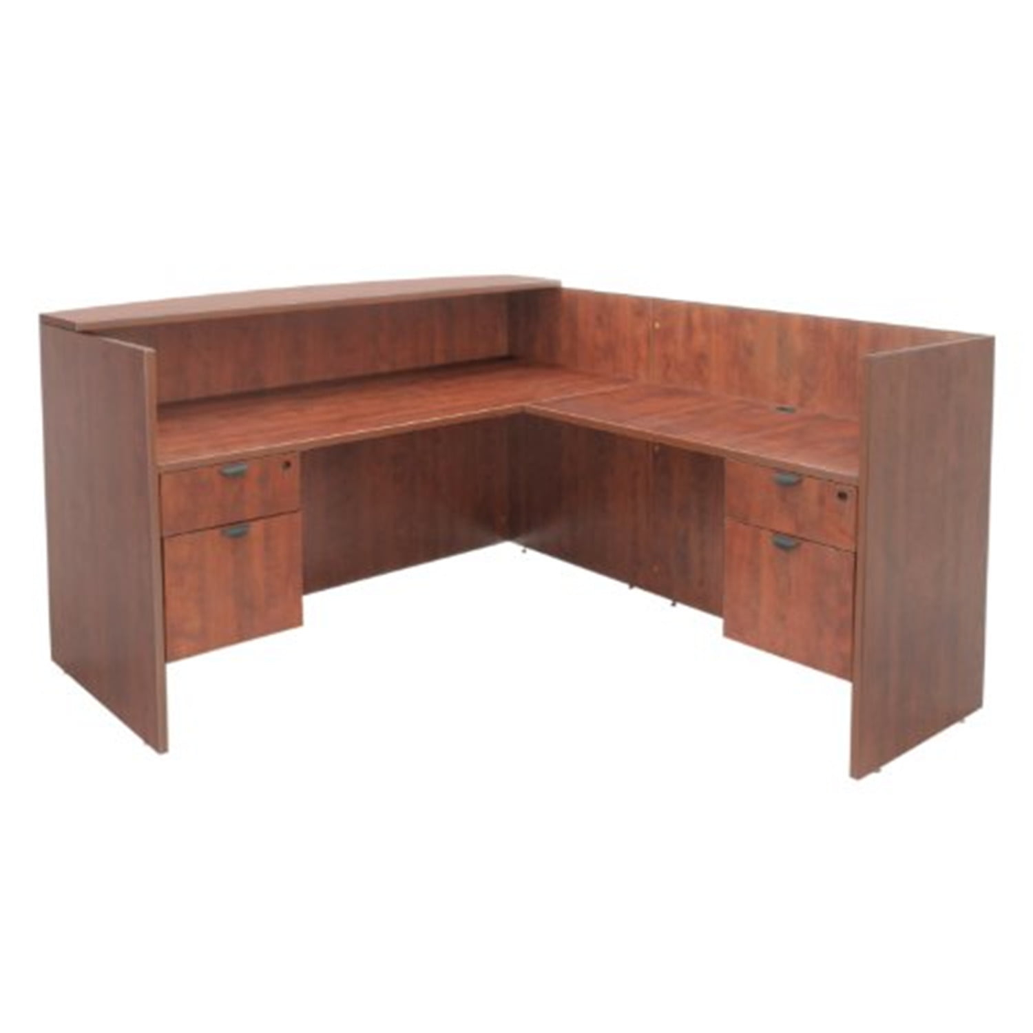Romig Legacy Reception Desk with Double Pedestal File Cabinet- Cherry