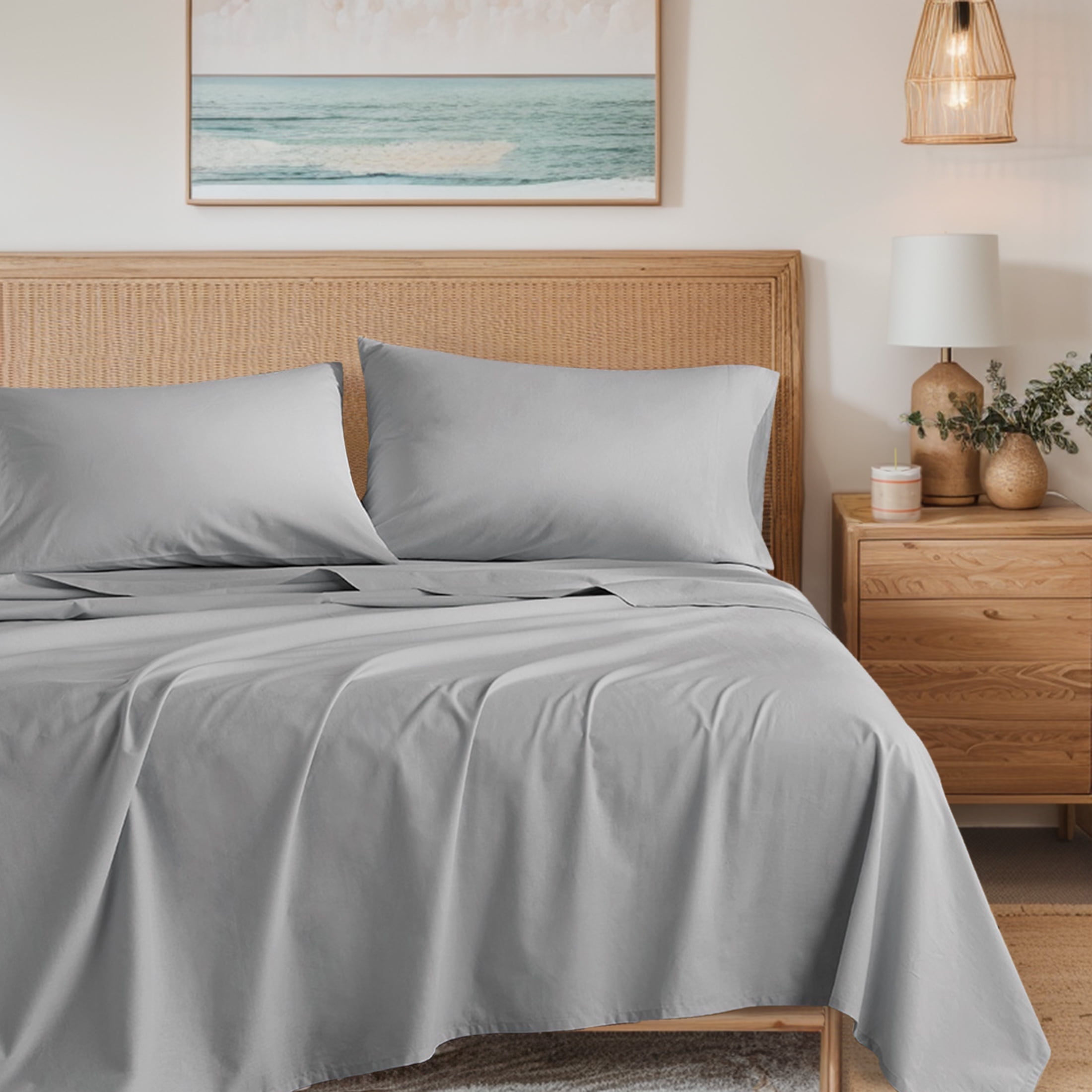Regency Heights Cotton 144TC Queen 100% Cotton Solid Sheet Set in Dark Gray