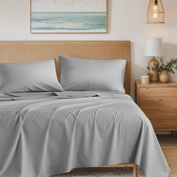Regency Heights Cotton 144TC Queen 100% Cotton Solid Sheet Set in Dark Gray