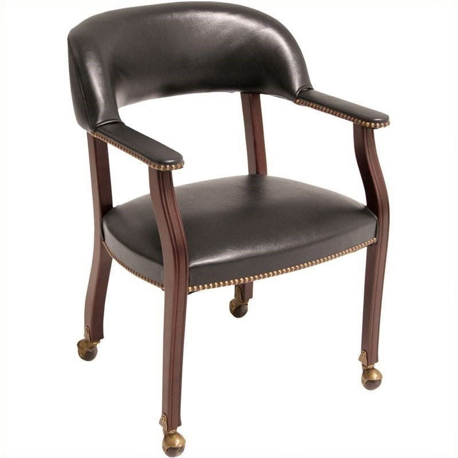 Ivy League Captain Chair & Casters - Black Vinyl