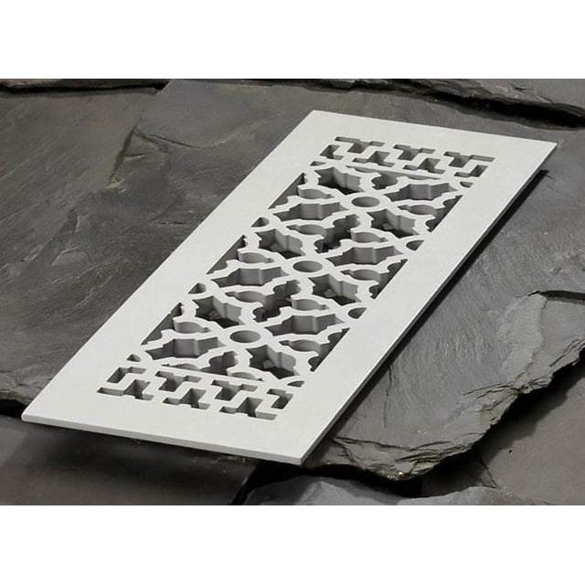 Reggio Registers 616-Anh Scroll Series 4" X 14" Floor Grille - Grey