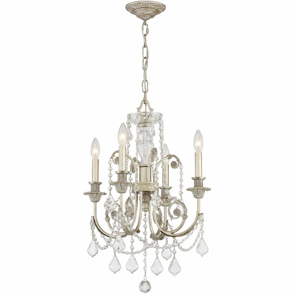 5114-OS-CL-MWP-Crystorama Lighting-Regis - Four Light Mini Chandelier in Classic Style - 17.5 Inches Wide by 25 Inches High-Hand Cut Crystal Type-Olde