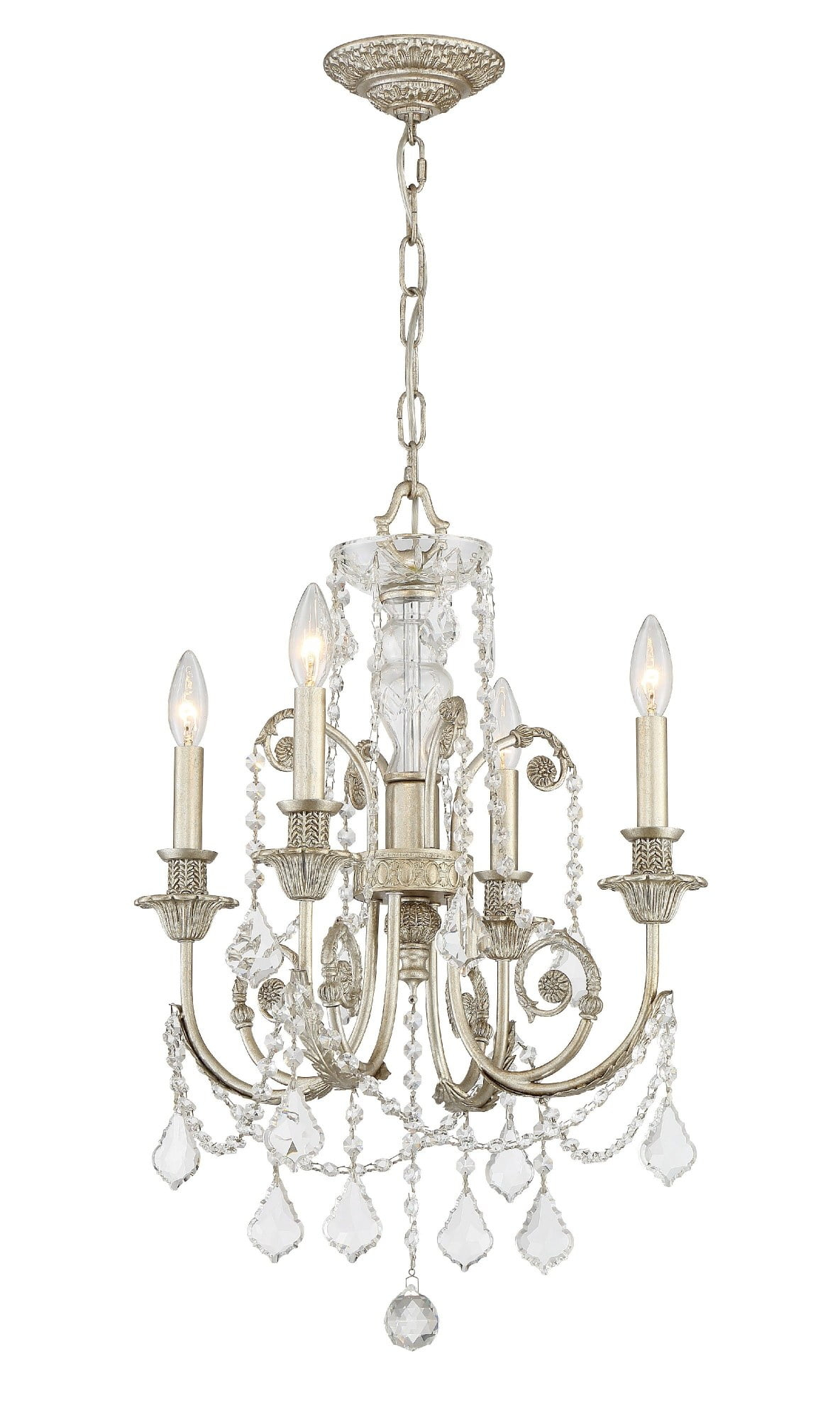 5114-OS-CL-MWP-Crystorama Lighting-Regis - Four Light Mini Chandelier in Classic Style - 17.5 Inches Wide by 25 Inches High-Hand Cut Crystal Type-Olde