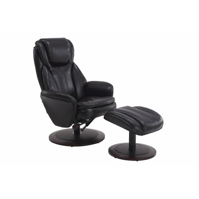 Relax-R Nova Faux Leather Recliner Chair and Ottoman in Black/Alpine Base