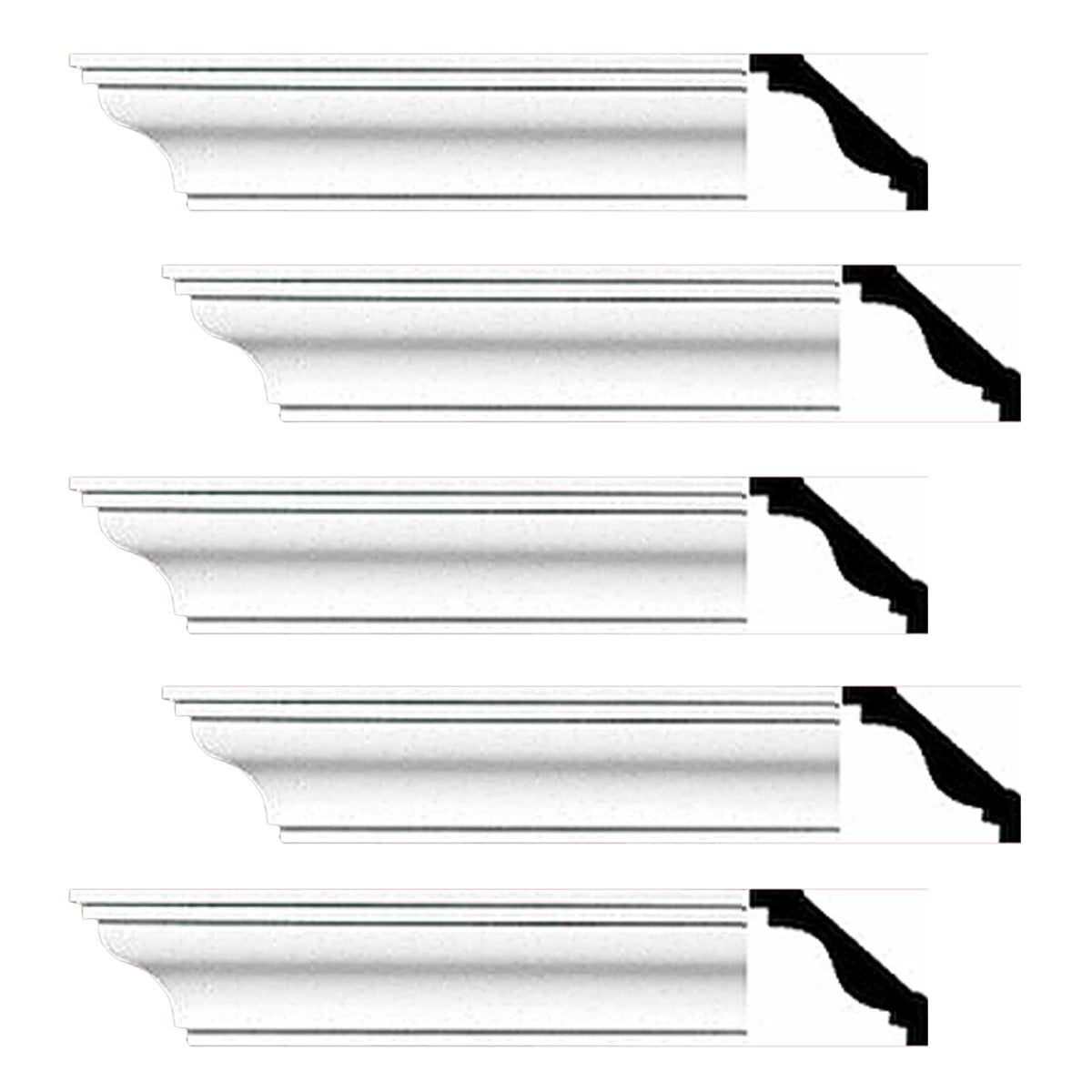 Renovator's Supply Cornice Crown Mouldings White Urethane Pleasance Simple DIY Interior Design Home Decoration Ceiling Wall Border Edges 5 Pcs Total 480" L