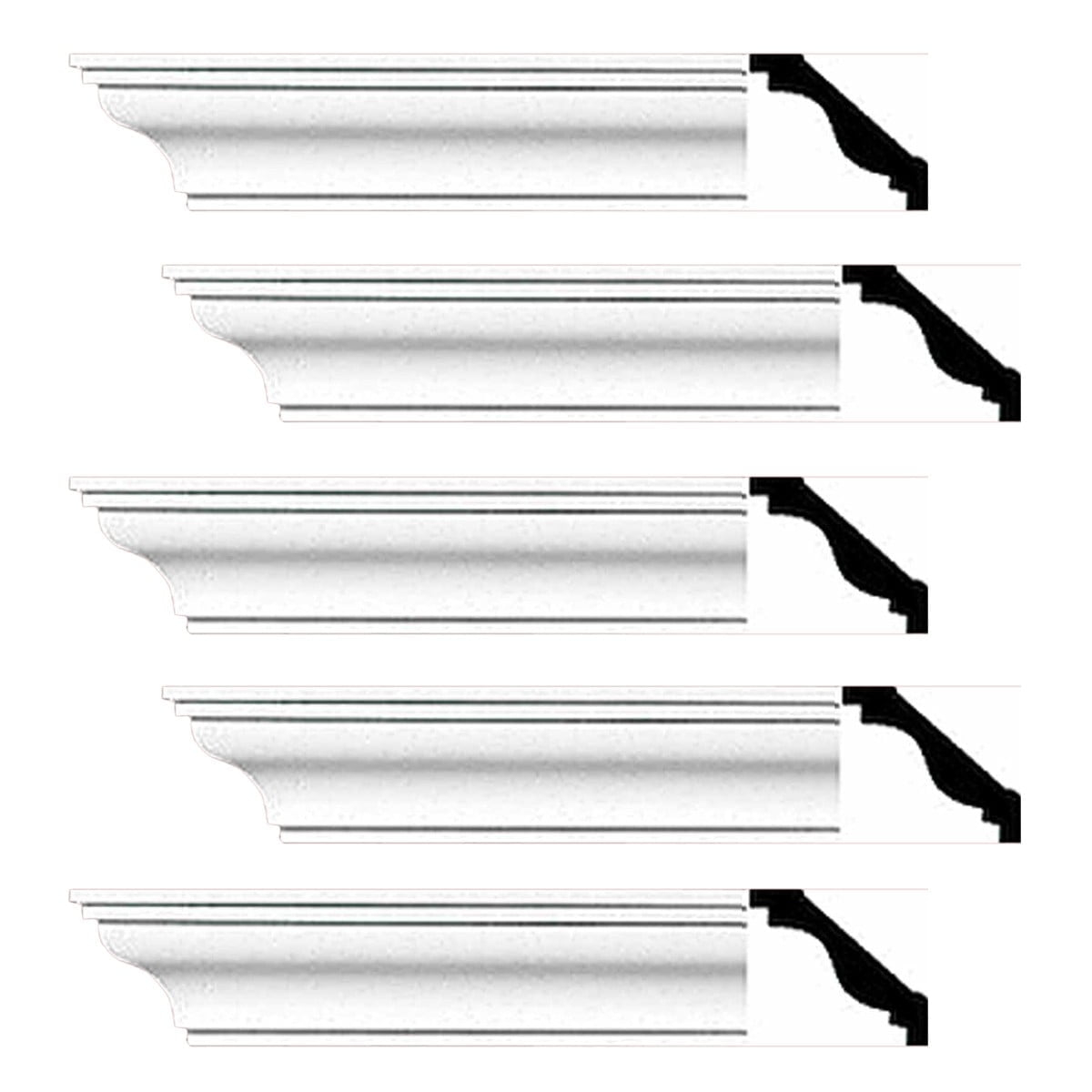 Renovator's Supply Cornice Crown Mouldings White Urethane Pleasance Simple DIY Interior Design Home Decoration Ceiling Wall Border Edges 5 Pcs Total 480" L