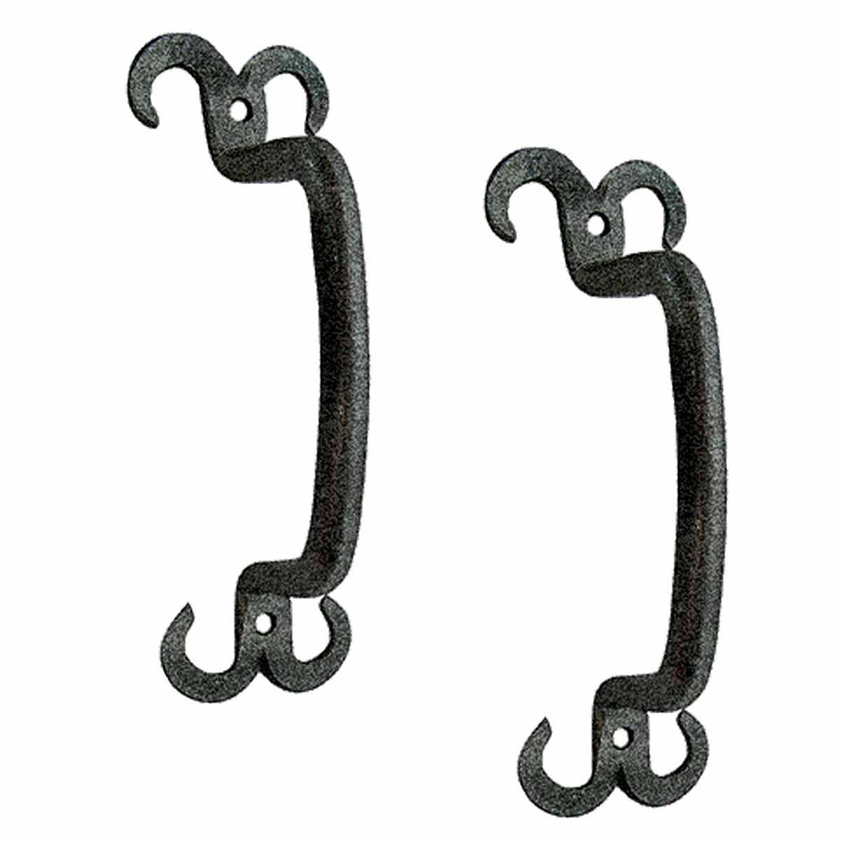 Renovators Supply Black Wrought Iron Cabinet Handle 4.5" L Rustic Decorative Horn Tip Pull Handle Rust Resistant Drawer and Dresser Door Pulls w/Screws Pack of 2