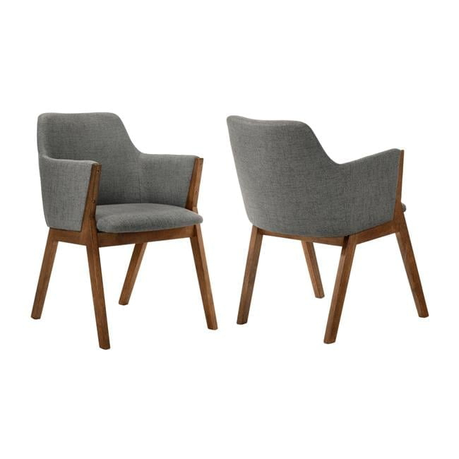 Armen Living Renzo 18" Wood Dining Side Chairs in Charcoal/Walnut (Set of 2)