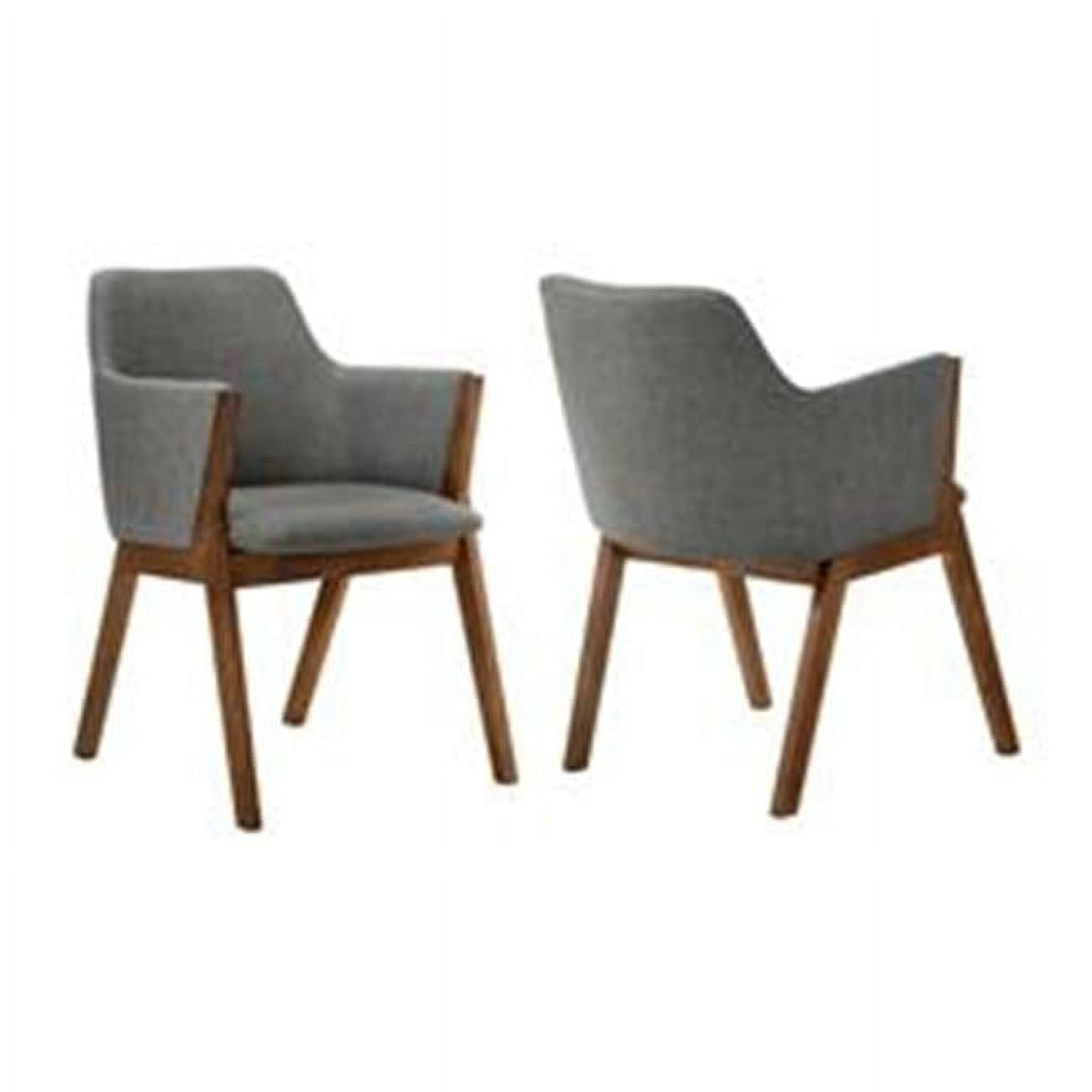 Armen Living Renzo 18" Wood Dining Side Chairs in Charcoal/Walnut (Set of 2)