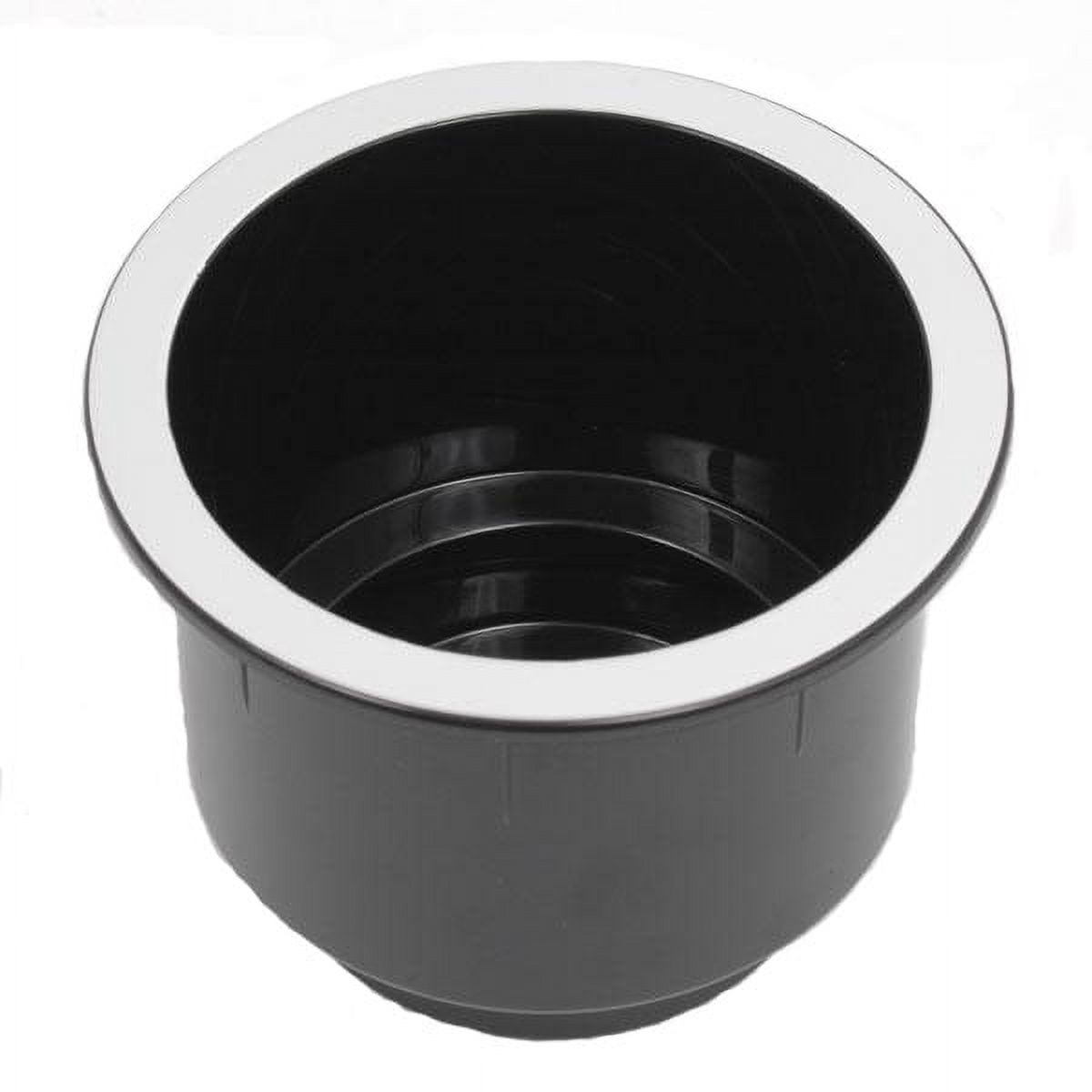 Replacement Black Plastic Cup Holders, Chrome or Wood Finished Lip, Set of 2 (Chrome)