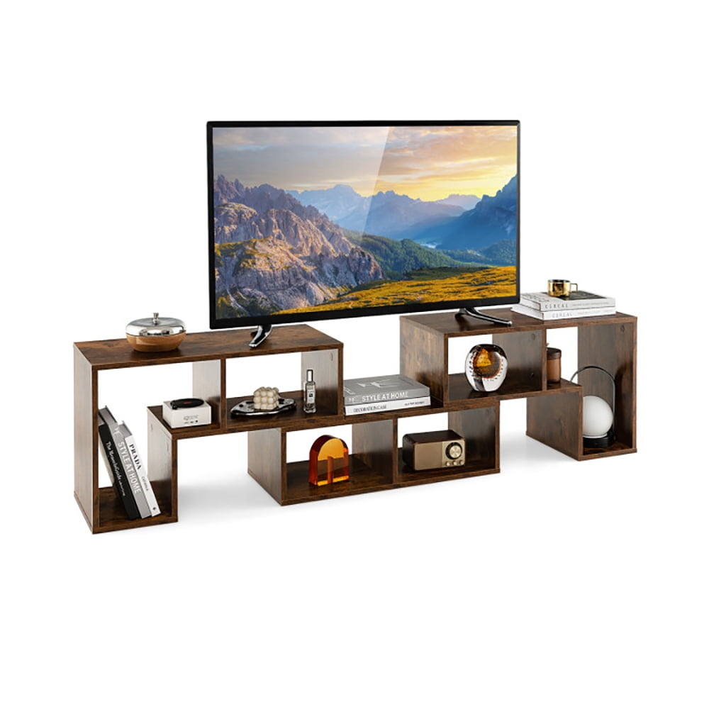 Topcobe 3 Pieces Console TV Stand for TVs up to 65" with Shelves, TV Furniture for Living Room, TV Stands with Storage, Brown