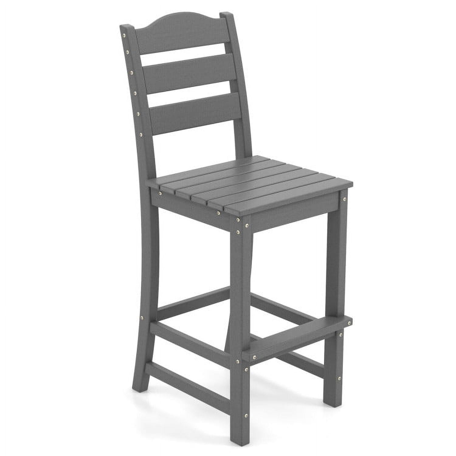 Resenkos Comfortable & Stylish Contemporary Barstool, 30 Inches Counter Height HDPE Bar Stool with Backrest and Footrest-Gray