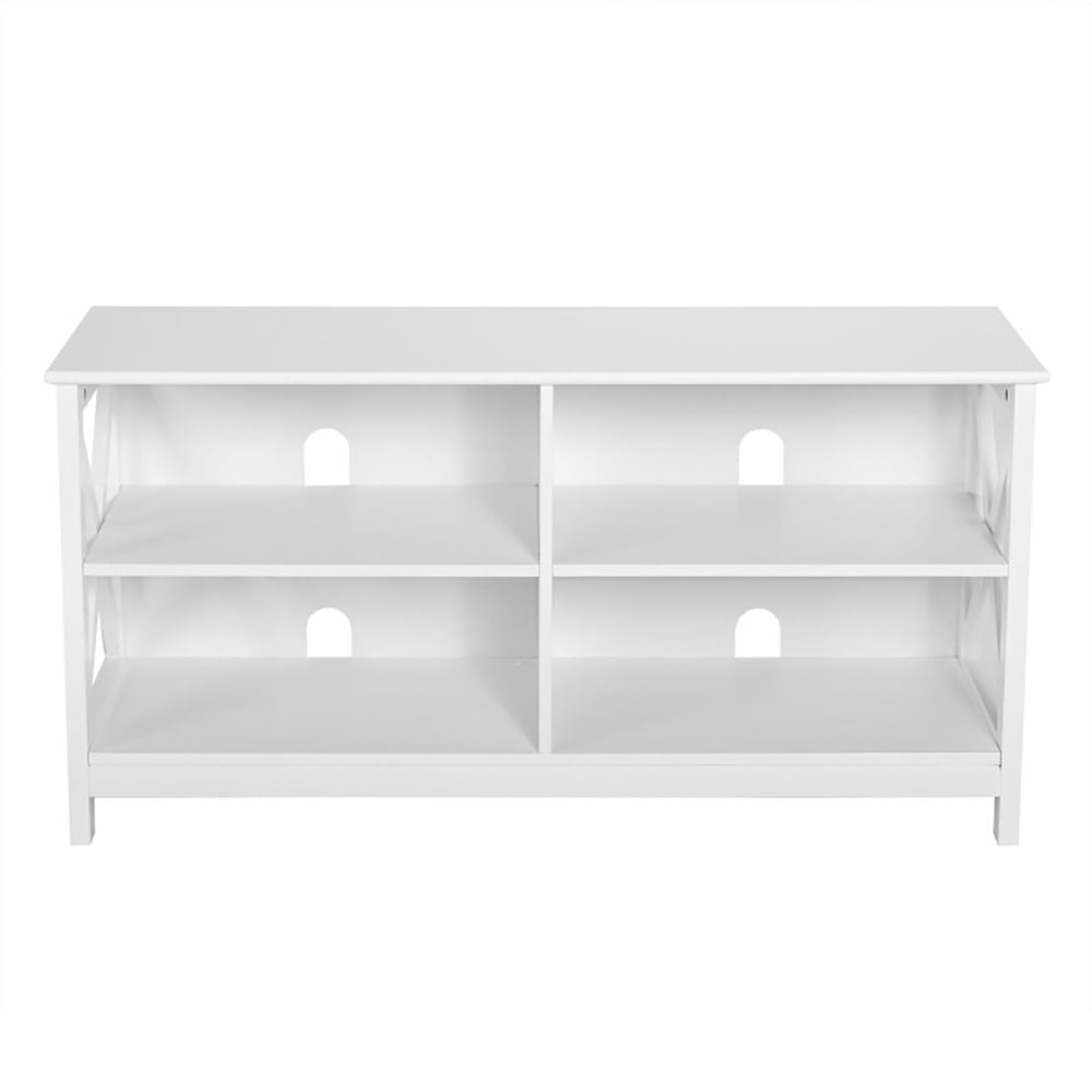 Resenkos Entertainment Centers,TV Stands,Wooden TV Stand Entertainment for TVs up to 55 Inch with X-Shaped Frame-White