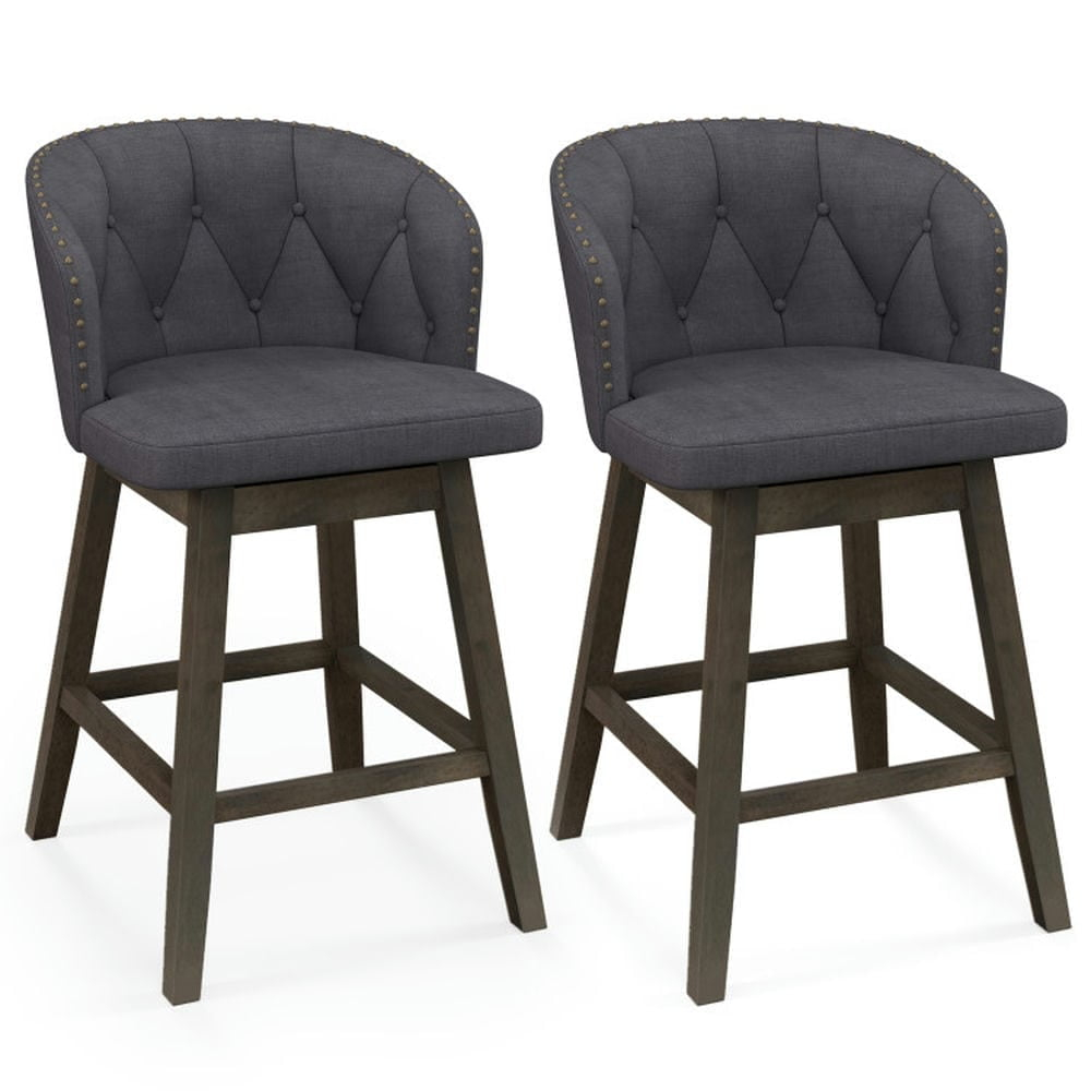 Resenkos Kitchen Counter Bar Chairs, Bar Stools,Counter Height Fabric Upholstered Bar Stools Set of 2-Gray