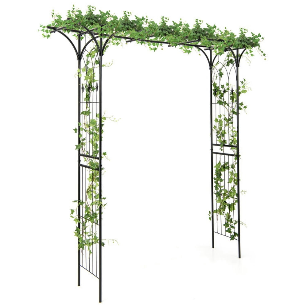 Resenkos Outdoor Decor,81 Inch Garden Arbor Metal Archway for Climbing Plants-Black