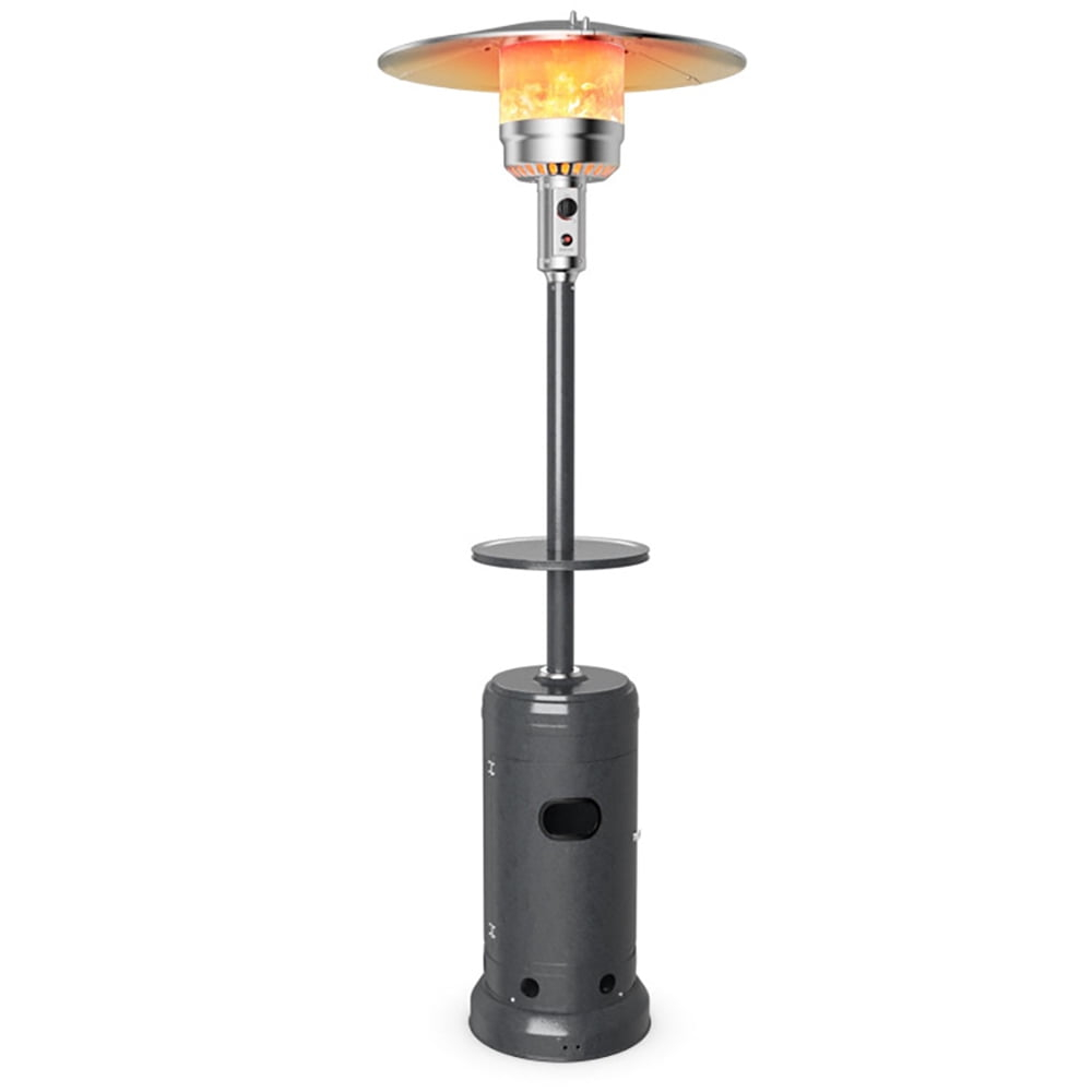 Resenkos Outdoor Heater Propane Standing LP Gas Steel with Table & Wheels-Gray