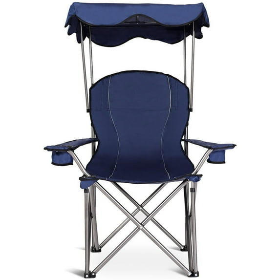 Topcobe Portable Folding Beach Canopy Chair with Cup Holders, Camping Chairs with Canopy, Blue
