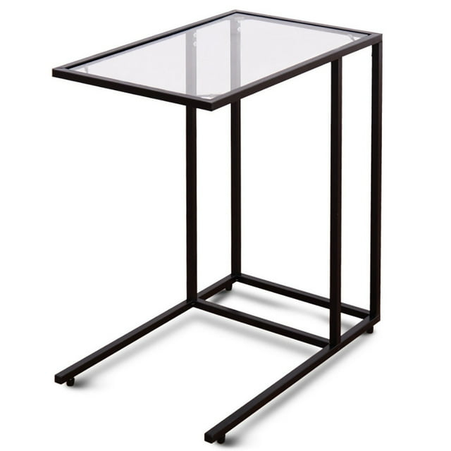 Canddidliike Sofa End Table Coffee Side Table with Glass Top, Glass Top Side Table, Sturdy Steel Frame, Easy to Clean, Great for End Tables & Decorative Displays
