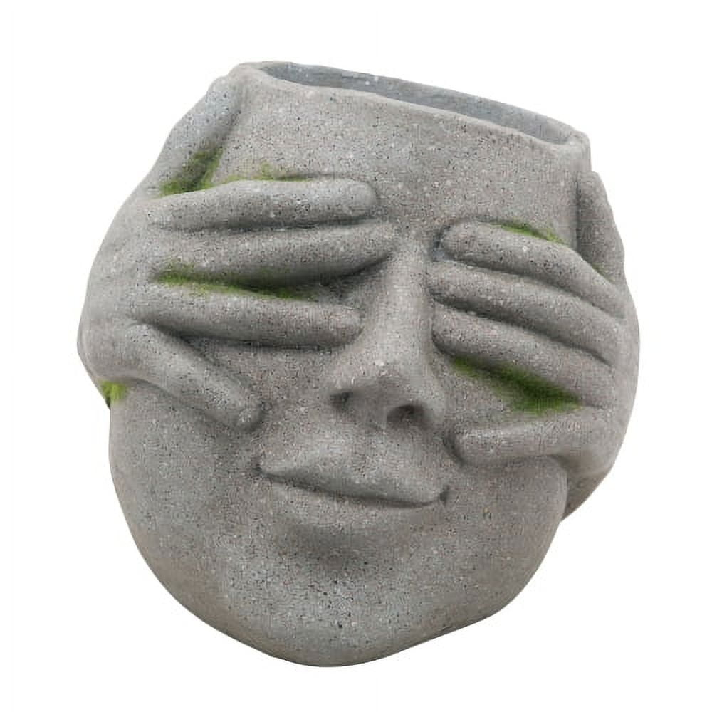 Sagebrook Home 10&#34; Wide Face with Hands Planter Pot Gray