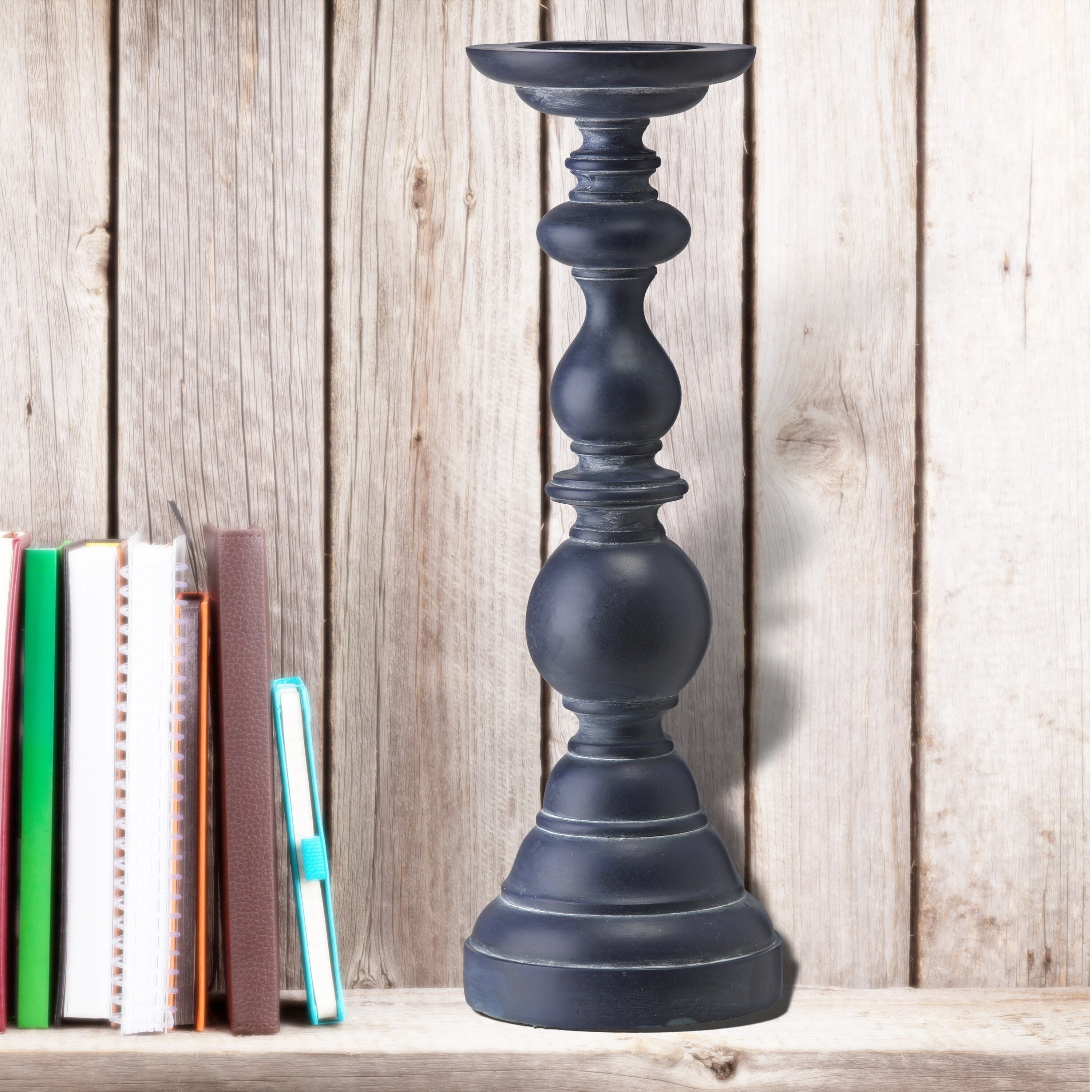 Resin Nantucket Candlestick 16" Blue