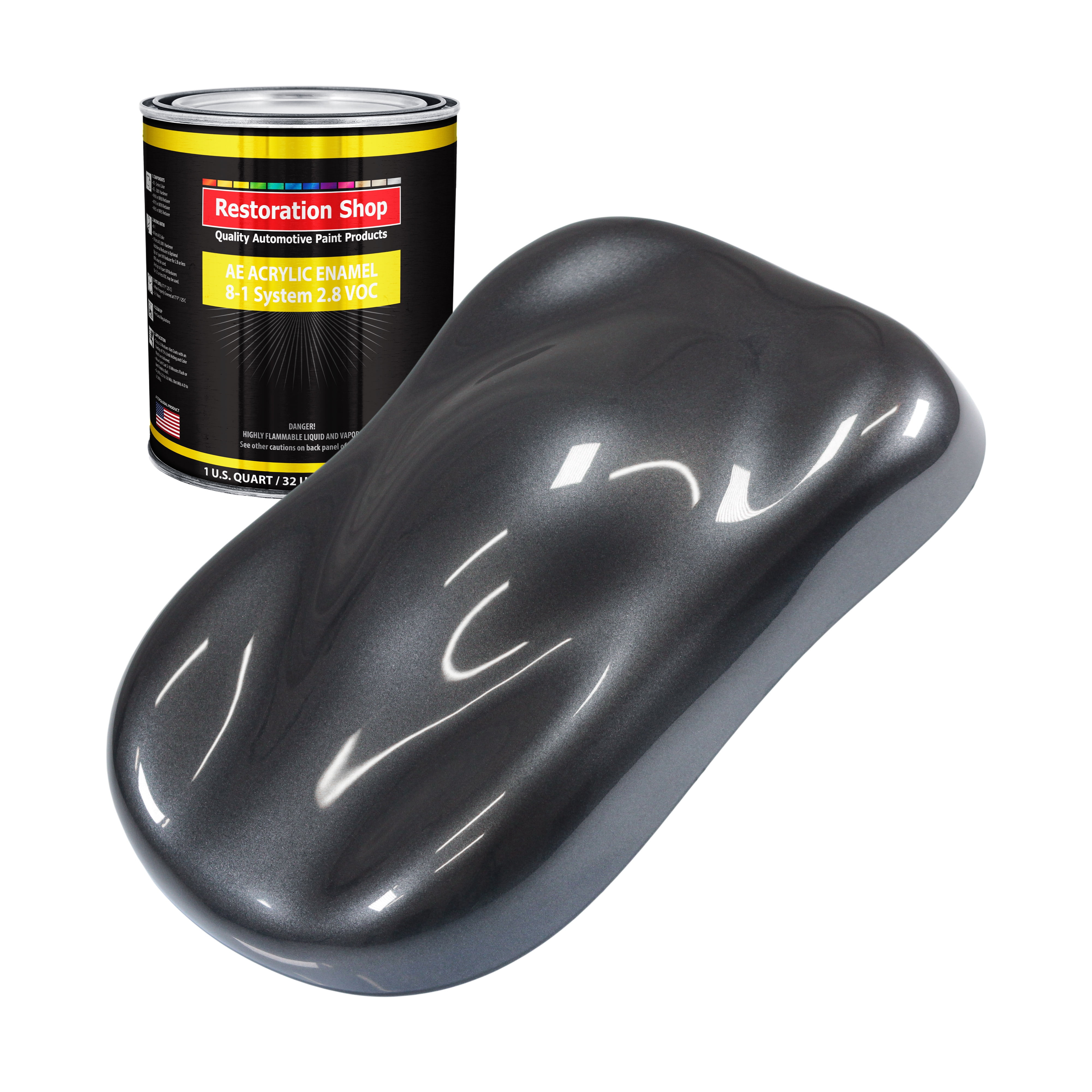 Restoration Shop - Gunmetal Grey Metallic Acrylic Enamel Auto Paint - Quart Paint Color Only - Single Stage High Gloss