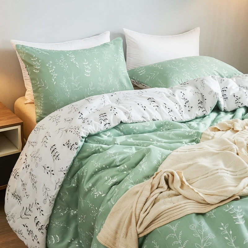 Reversible Comforter Sets Sage Green Floral - Queen