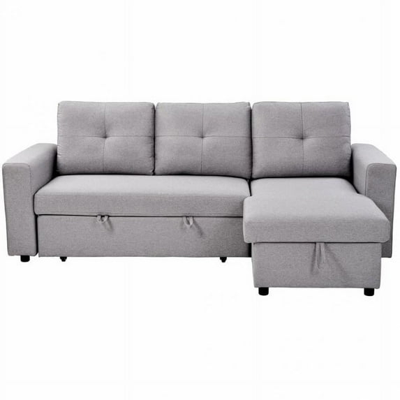 Reversible Pull out Sleeper L-Shaped Sectional Storage Sofa Bed