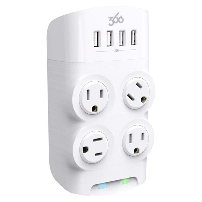 360 Electrical - Revolve 4 outlets Wall Tap Surge Protector - 1080 J - White