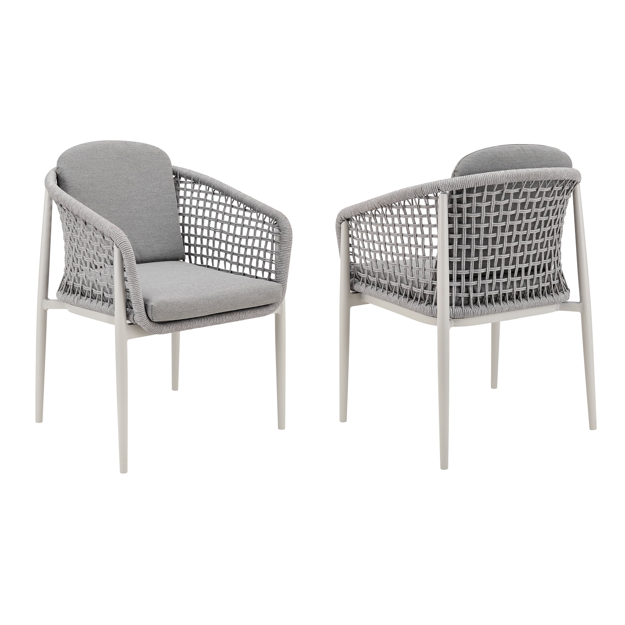 Rhodes Outdoor Patio Dining Chair in Aluminum Set of 2