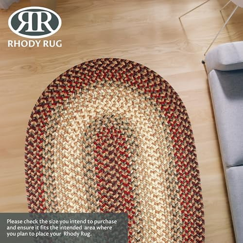 Rhody Rug Easy Living EL73 Spanish Red 2' x 4' Oval Runner - Braided Area Rug, Home Decor, Floor Mat or Bedroom Rug - Easy Care, Ideal for High Traffic Areas in Hallway and Living Room - Made in USA