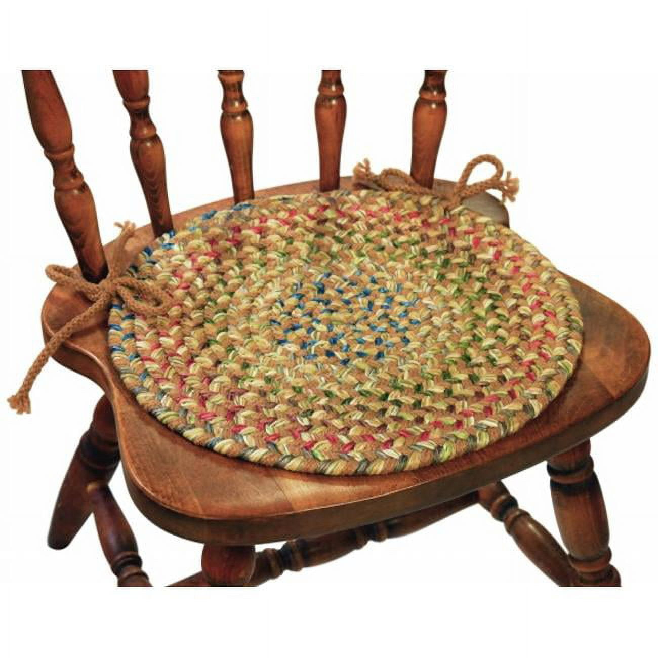 Rhody Rug Katie Braided Chair Pads by  (Set of 4) Camel