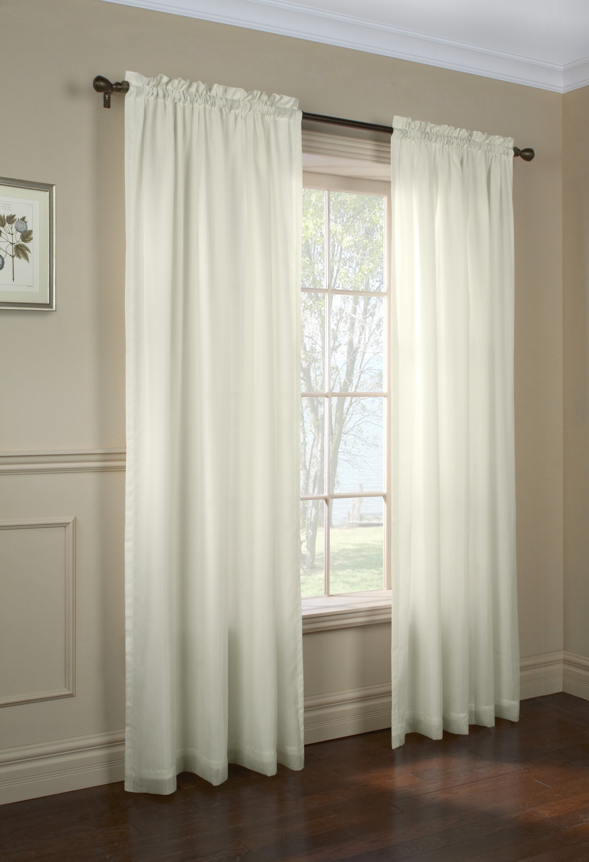 Rhythm Lined Rod Pocket Curtain Panel 54" x 84" in Ivory