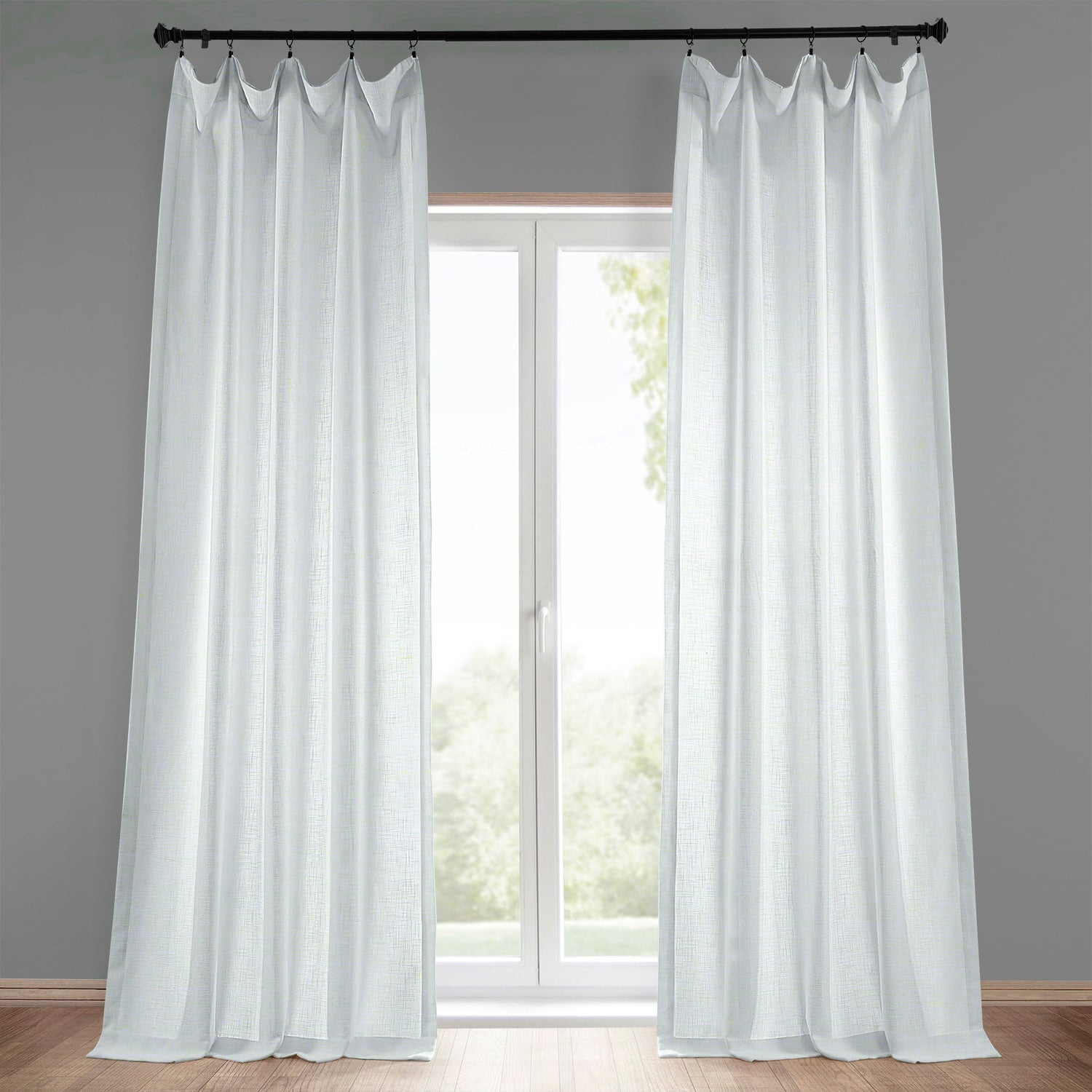 Rice White Heavy Faux Linen Curtain (1 Panel), Rice White, 50W X 108L