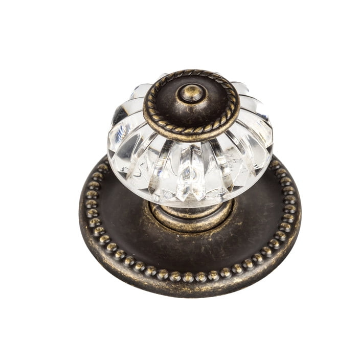 Richelieu Hardware BP16063244BB Montreuil 1 5/16-inch (33 mm) Clear and Burnished Brass Eclectic Cabinet and Drawer Knob