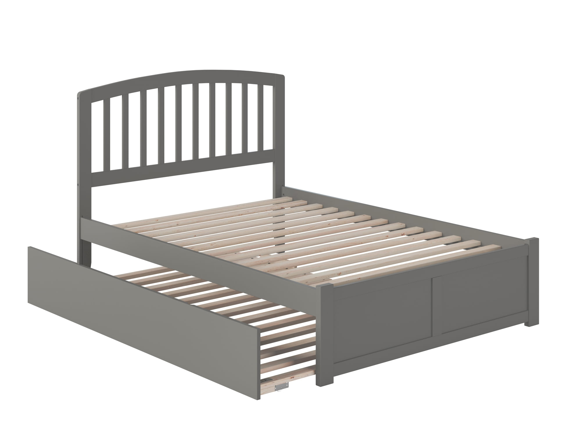 Cama Richmond con Plataforma Completa, Pie de Panel Plano y Cama Nido Urbana de Tamaño Completo en Gris