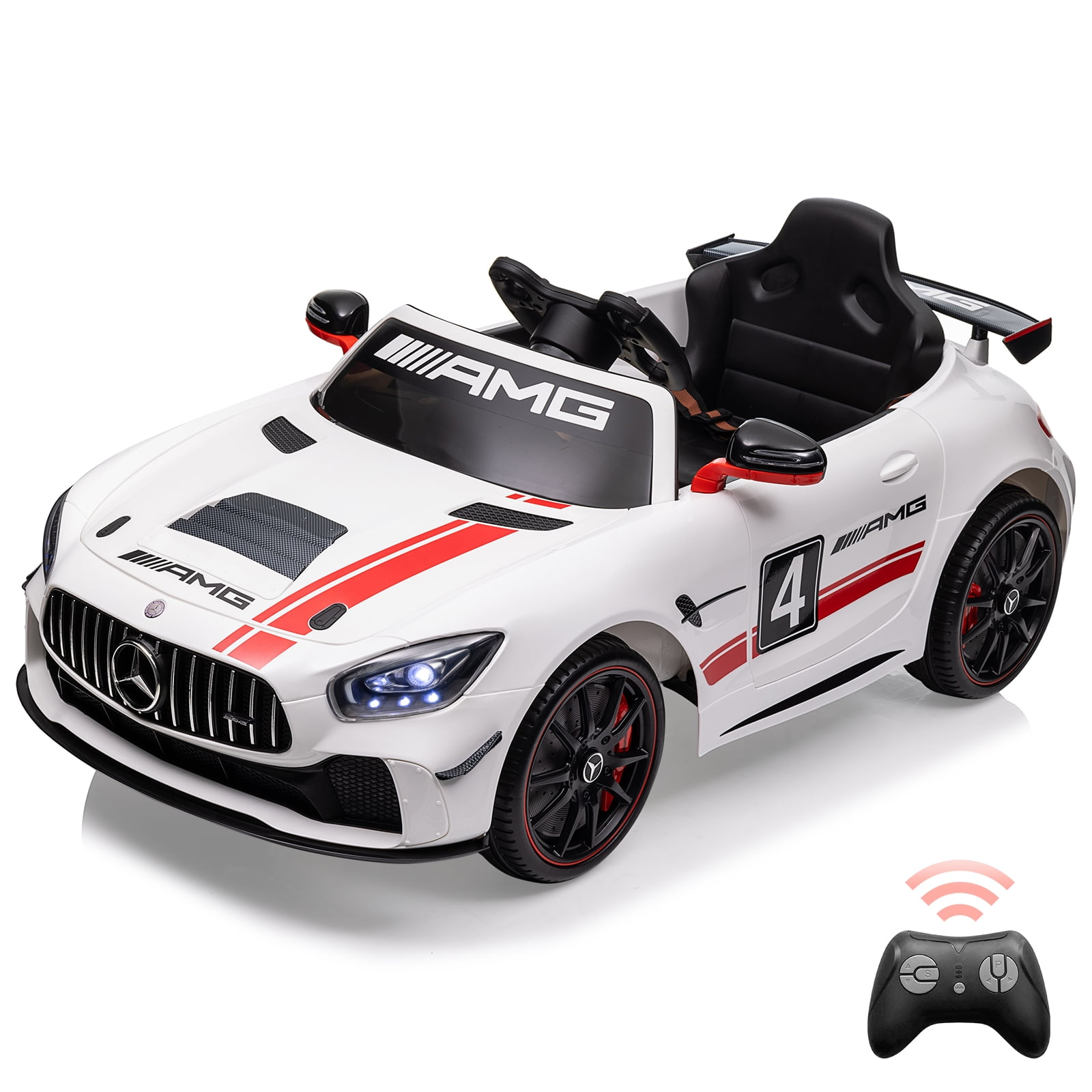 Ride on Car for Kids with Remote Contorl, 12V LicensedBen-zAMG Electric Vehicles Battery Powered Sports Car,Sound System, LED Headlights,One Button Assemble Wheels for 3-8 Years Boys Girls