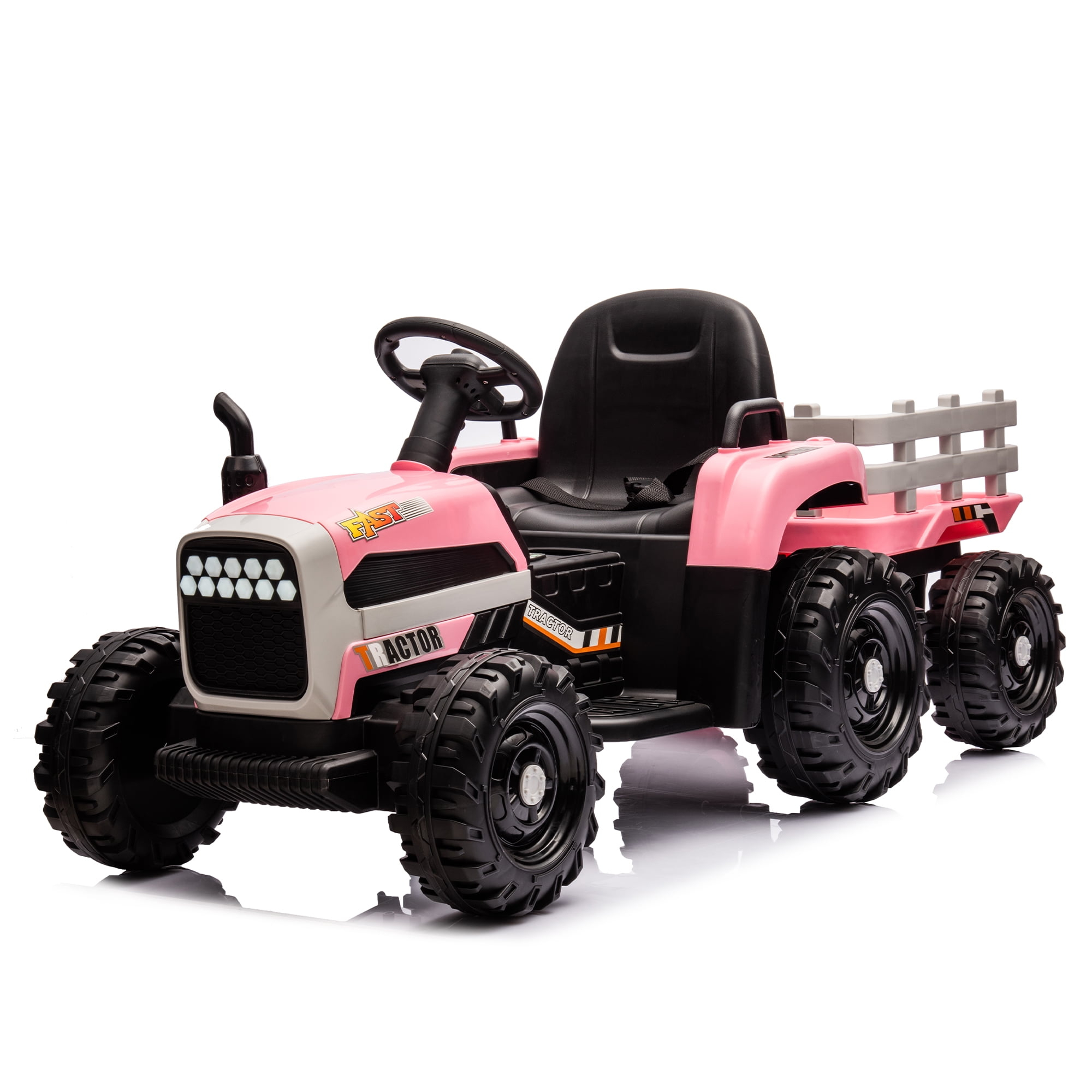 Farmdex Ride on Tractor 12 Volt Ride on Toys, 7AH Battery Powered Electric Car for Kids with Remote Control, 11-LED Headlight, Bluetooth, Music, Pink
