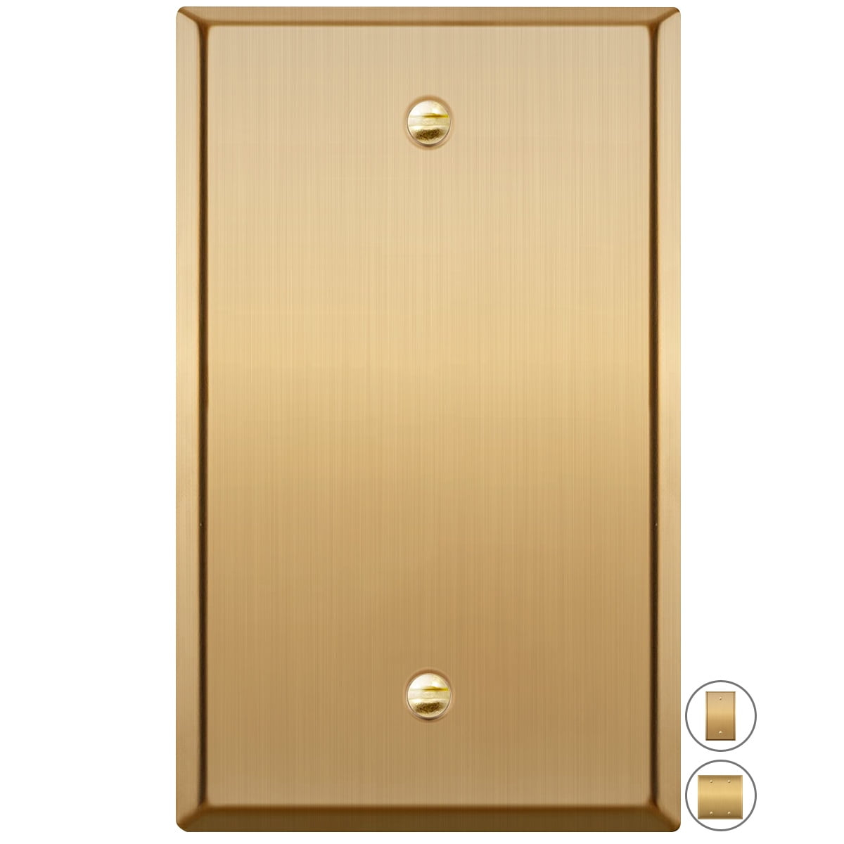 Rio Salto Metal Gold Blank Wall Plate, Blank Outlet Cover Corrosion Resistant Cover for Unused Outlets Wall Switch 1-Gang Covers Child Safe Device Outlet Safety, Standard Size, Genuine Brushed Brass