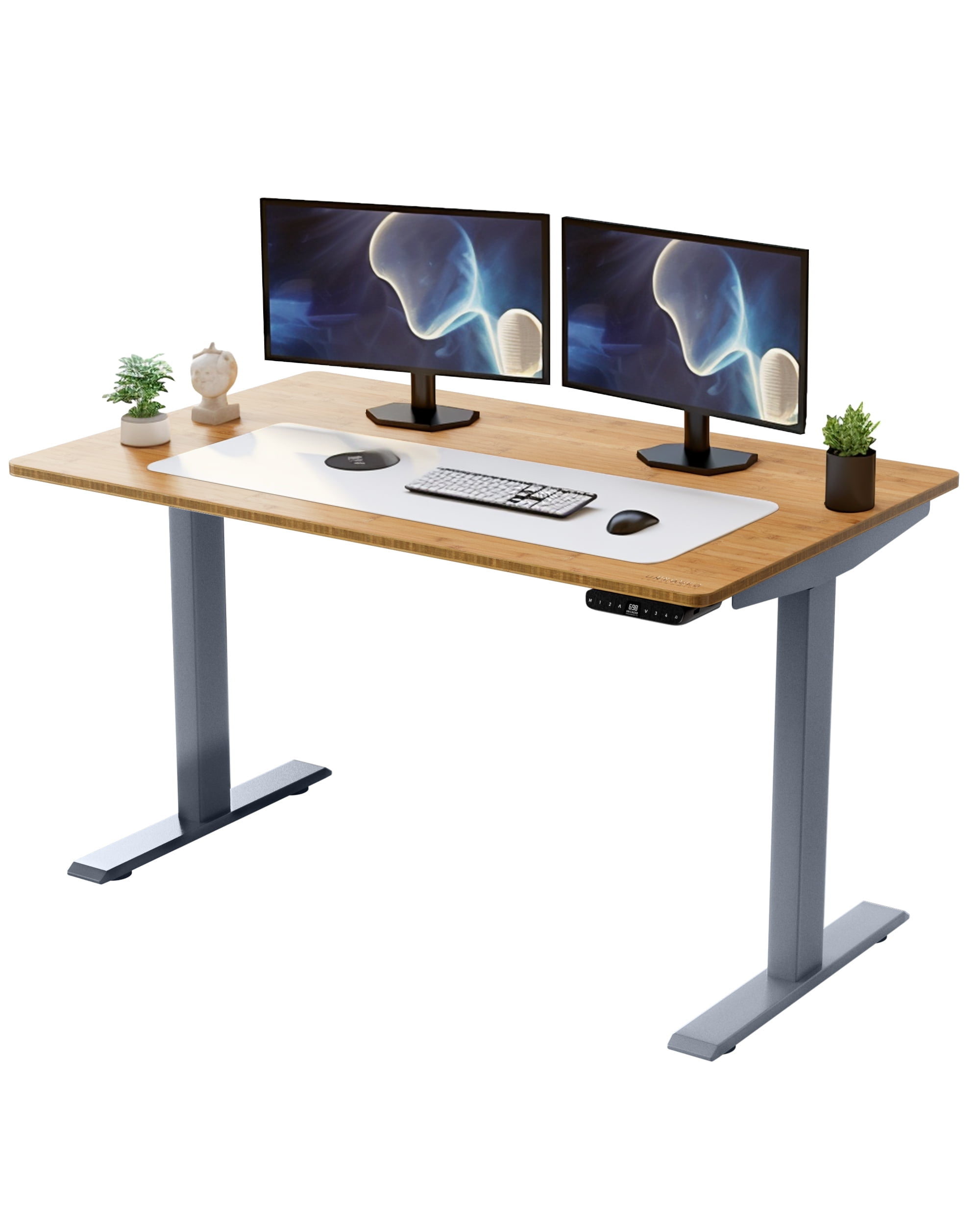 Rise UP Electric Standing Desk adjustable height desk 24-49" dual motor one piece 60x30" bamboo desktop height adjustable desk adjustable standing desk stand up desk sit to stand desk rising desk