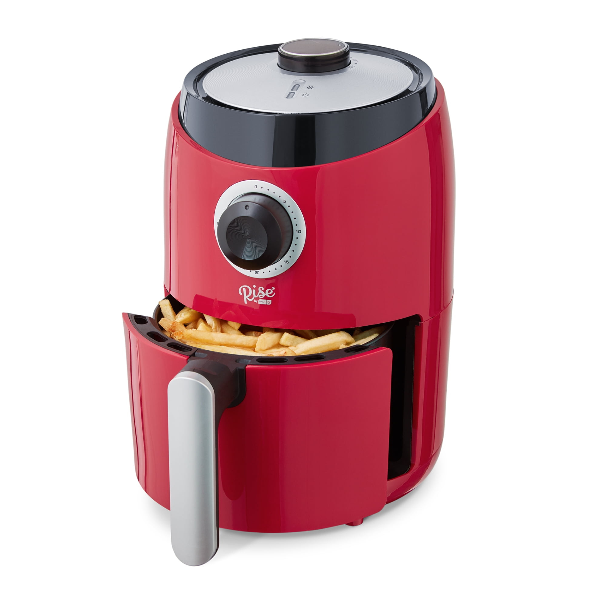 Rise by Dash Compact Air Fryer Oven with Temp Control Non-Stick Basket, Recipes + Auto Shut off, 2 Quart - Red - New - 12 in. tall