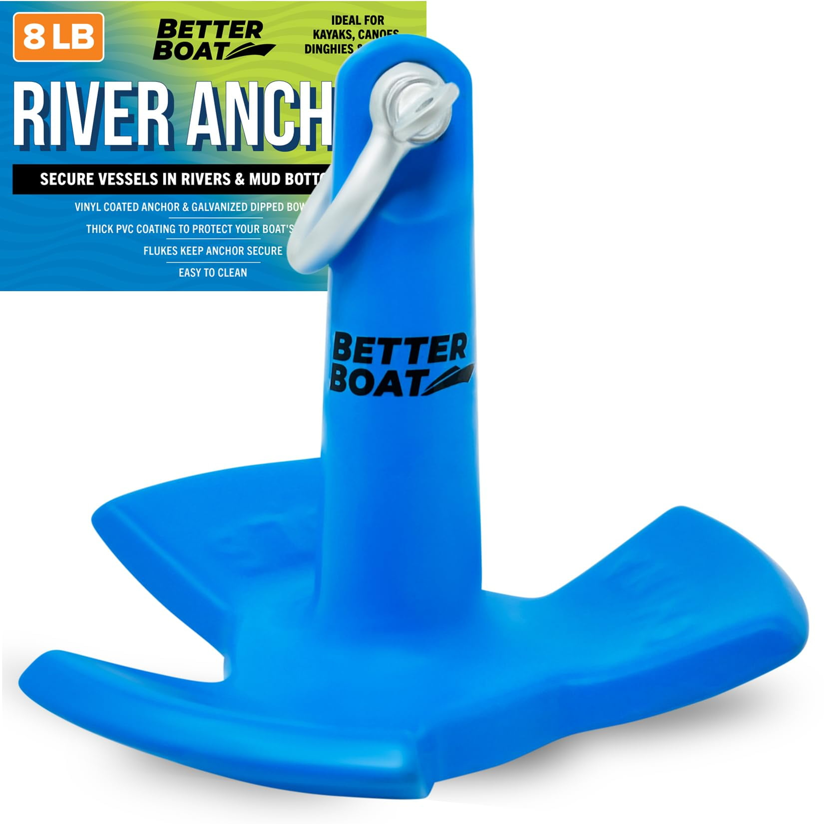 River Anchor 8lb Boat Anchor Mushroom Anchor 8 lb River Anchors for Boats Coated Anchor Marine Grade Pontoon or River Boats, Row Boat, Kayak, Jon Boat 8, 10 or 15 Foot Boat Anchors 12, 20 or 30 Pound